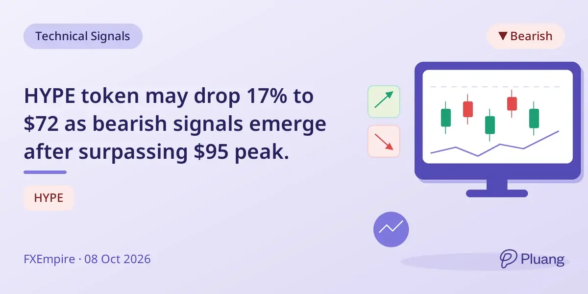 HYPE token may drop 17% to $72 as bearish signals emerge after surpassing $95 peak.