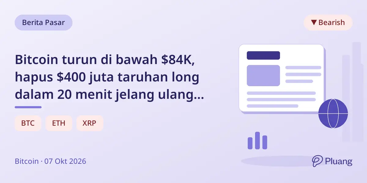 Bitcoin turun di bawah $84K, hapus $400 juta taruhan long dalam 20 menit jelang ulang tahun likuidasi 10 Okt