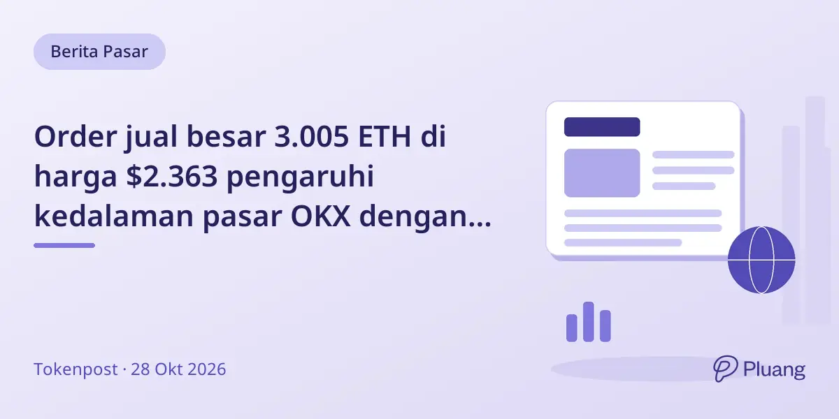 Order jual besar 3.005 ETH di harga $2.363 pengaruhi kedalaman pasar OKX dengan selisih jual lebih Rp5,26M.