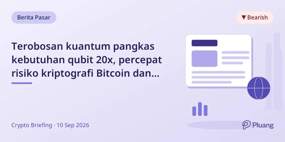 Terobosan kuantum pangkas kebutuhan qubit 20x, percepat risiko kriptografi Bitcoin dan Ethereum.