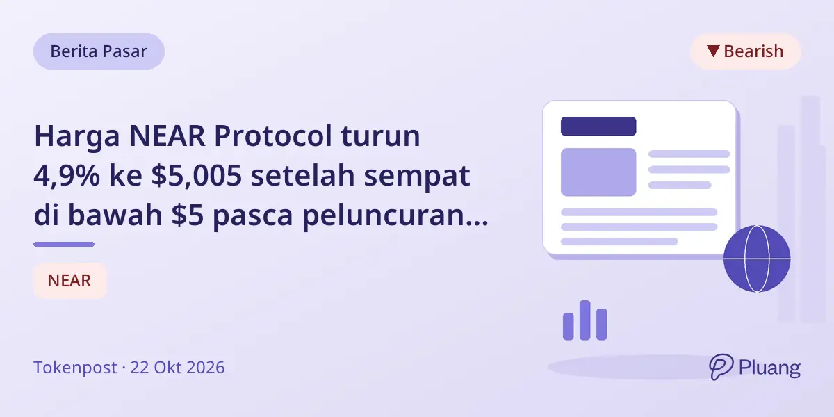 Harga NEAR Protocol turun 4,9% ke $5,005 setelah sempat di bawah $5 pasca peluncuran ETF Bitwise NEAR.