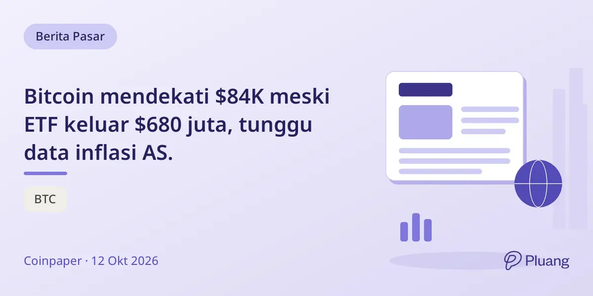 Bitcoin mendekati $84K meski ETF keluar $680 juta, tunggu data inflasi AS.