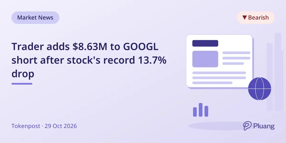 Trader adds $8.63M to GOOGL short after stock's record 13.7% drop