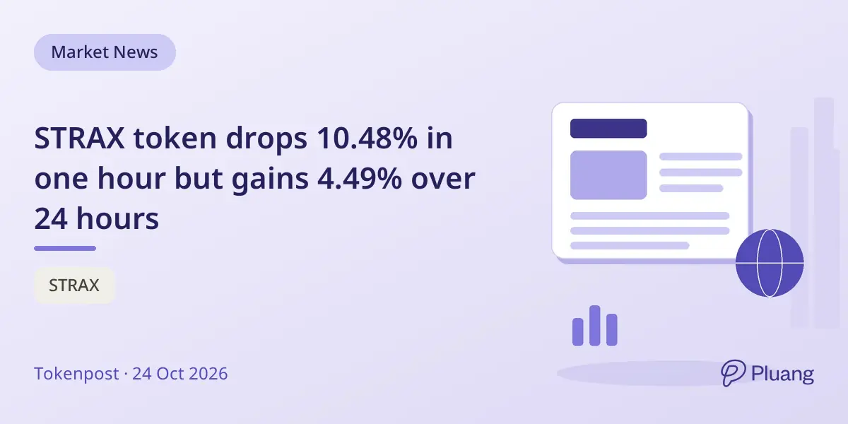STRAX token drops 10.48% in one hour but gains 4.49% over 24 hours