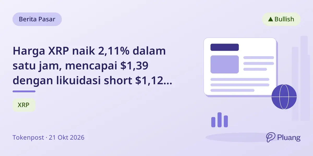 Harga XRP naik 2,11% dalam satu jam, mencapai $1,39 dengan likuidasi short $1,12 juta di bursa utama