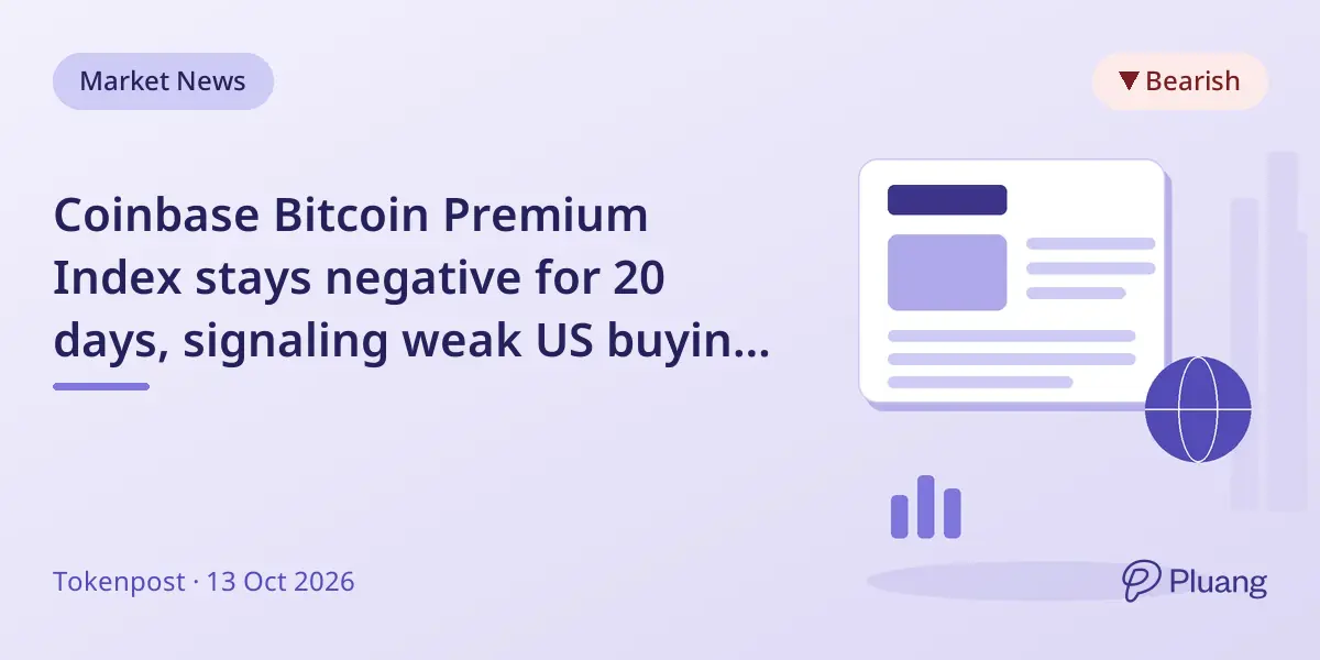 Coinbase Bitcoin Premium Index stays negative f...