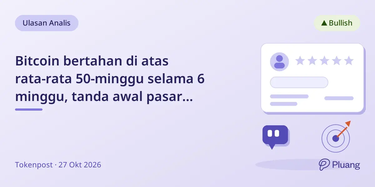 Bitcoin bertahan di atas rata-rata 50-minggu selama 6 minggu, tanda awal pasar bullish.