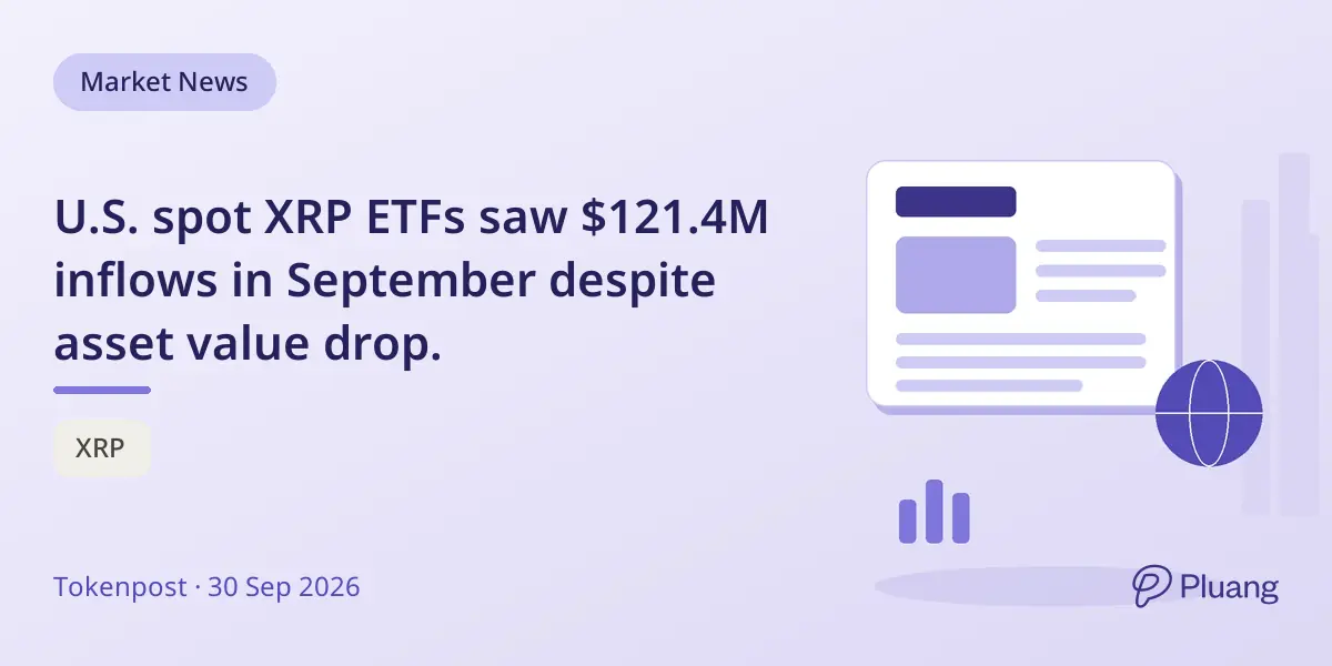 U.S. spot XRP ETFs saw $121.4M inflows in September despite asset value drop.