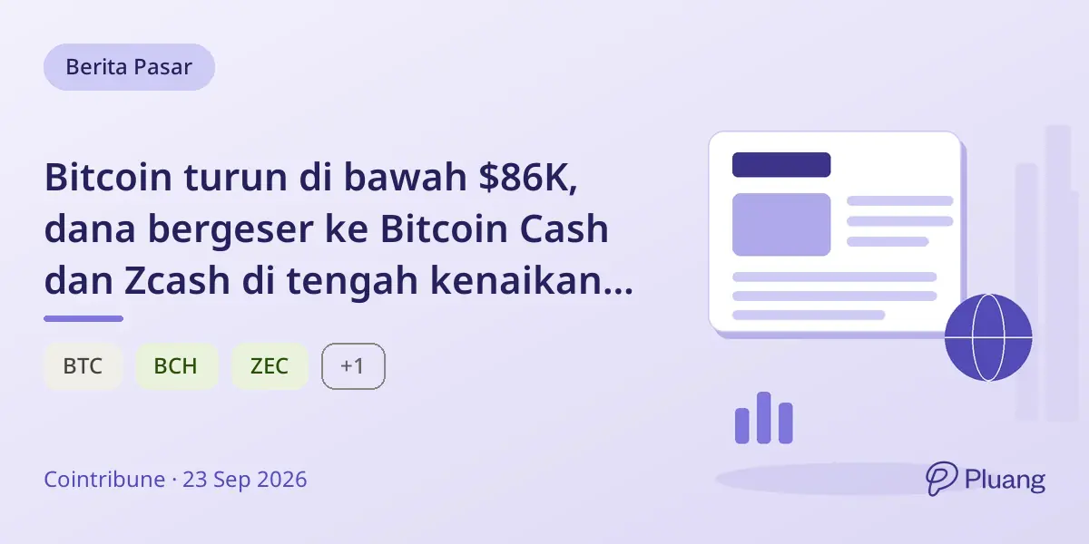 Bitcoin turun di bawah $86K, dana bergeser ke Bitcoin Cash dan Zcash di tengah kenaikan harga minyak dan suku bunga AS.