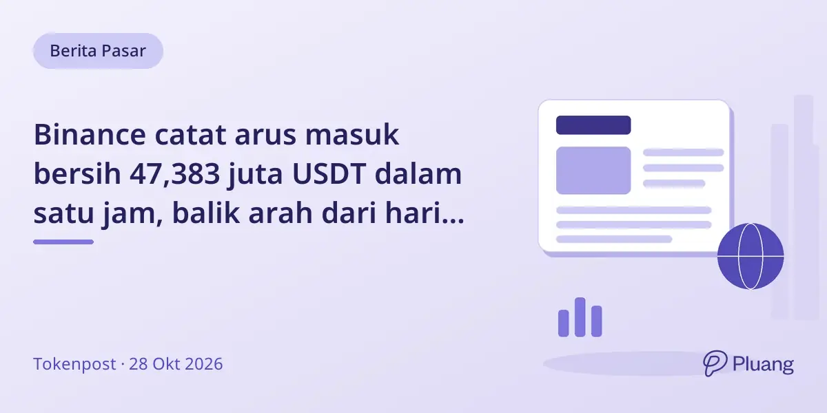 Binance catat arus masuk bersih 47,383 juta USDT dalam satu jam, balik arah dari hari sebelumnya.