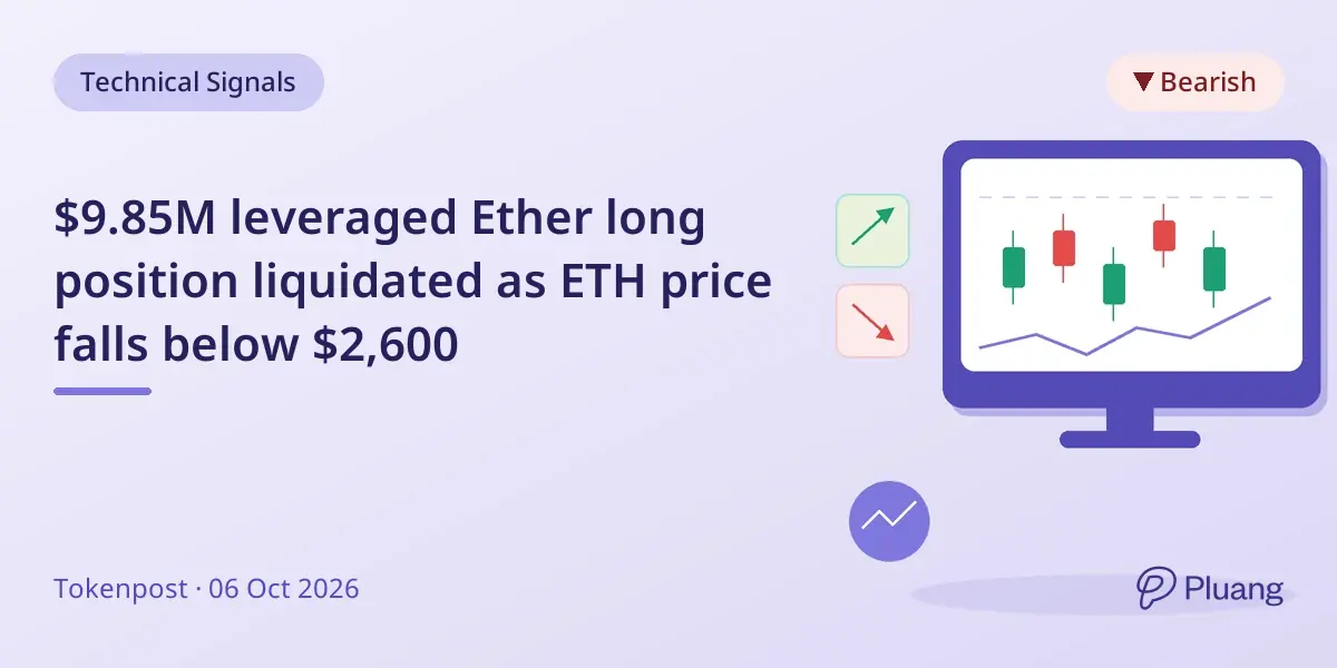 $9.85M leveraged Ether long position liquidated as ETH price falls below $2,600