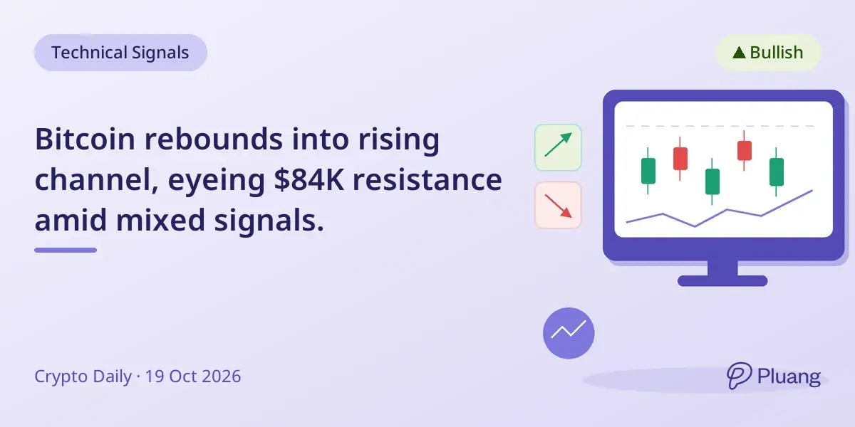 Bitcoin rebounds into rising channel, eyeing $84K resistance amid mixed signals.