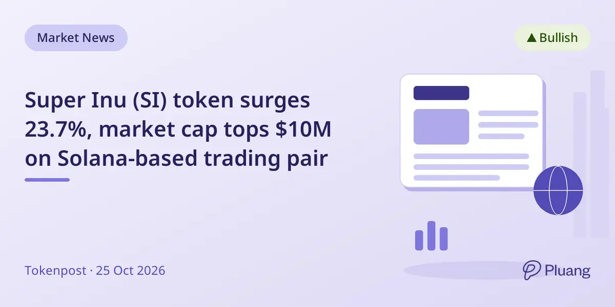 Super Inu (SI) token surges 23.7%, market cap tops $10M on Solana-based trading pair