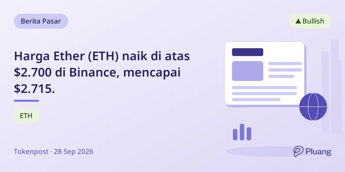 Harga Ether (ETH) naik di atas $2.700 di Binance, mencapai $2.715.