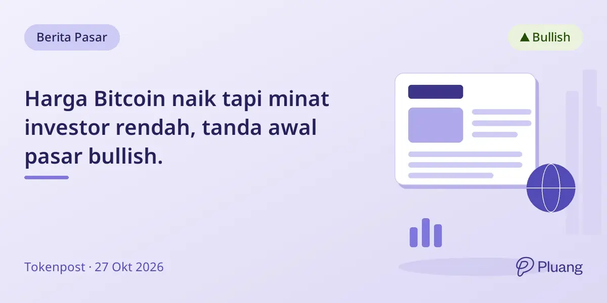 Harga Bitcoin naik tapi minat investor rendah, tanda awal pasar bullish.