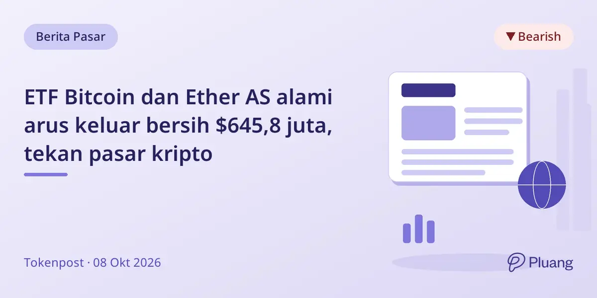 ETF Bitcoin dan Ether AS alami arus keluar bersih $645,8 juta, tekan pasar kripto