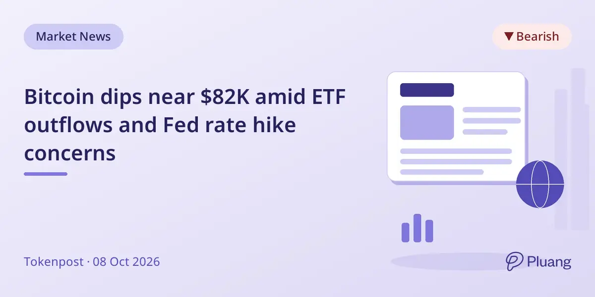 Bitcoin dips near $82K amid ETF outflows and Fed rate hike concerns