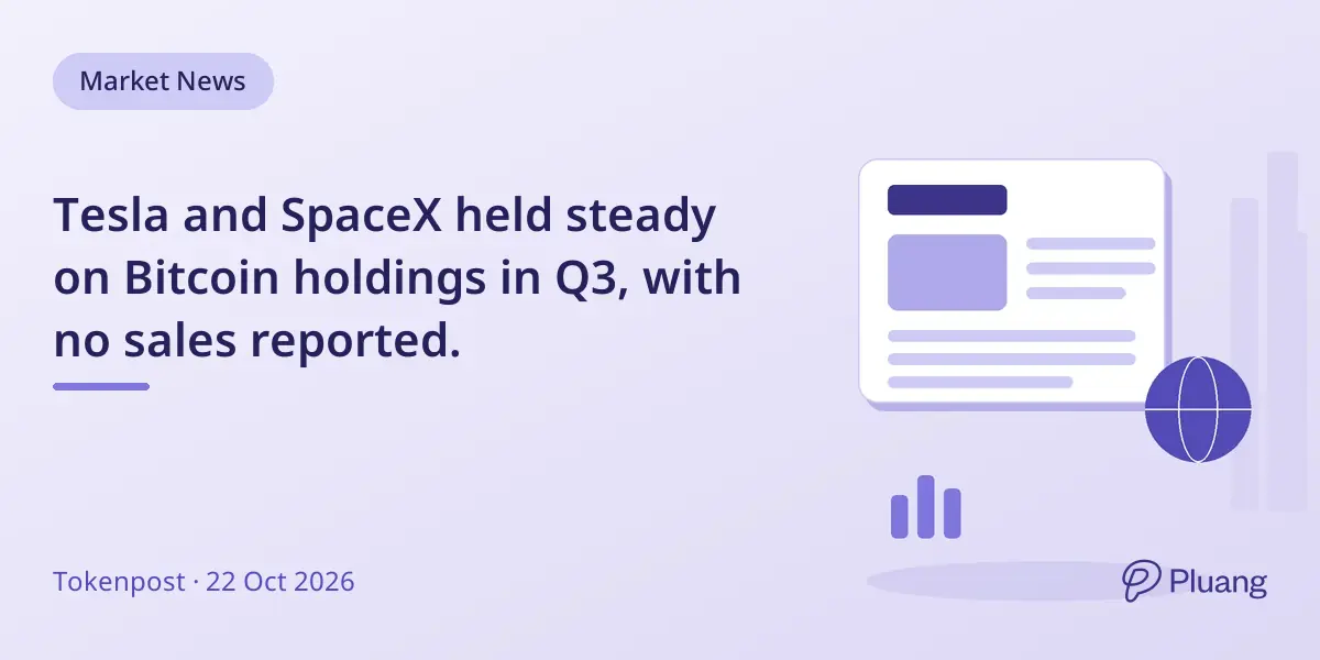 Tesla and SpaceX held steady on Bitcoin holdings in Q3, with no sales reported.