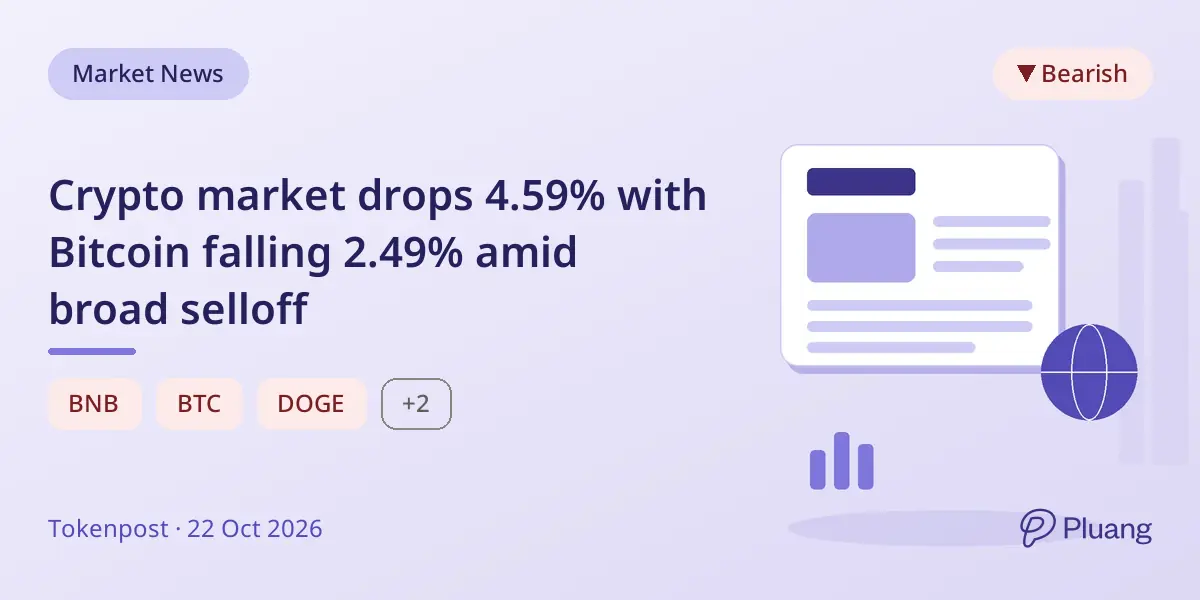 Crypto market drops 4.59% with Bitcoin falling 2.49% amid broad selloff