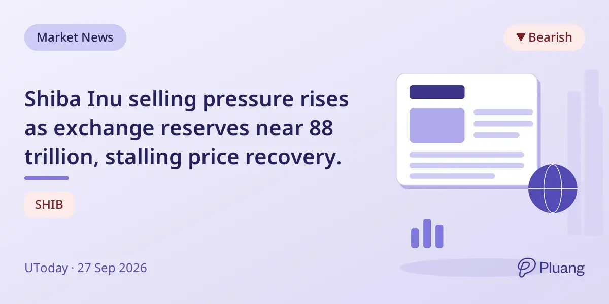 Shiba Inu selling pressure rises as exchange reserves near 88 trillion, stalling price recovery.
