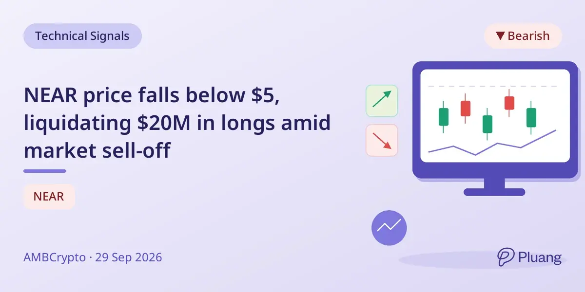 NEAR price falls below $5, liquidating $20M in longs amid market sell-off