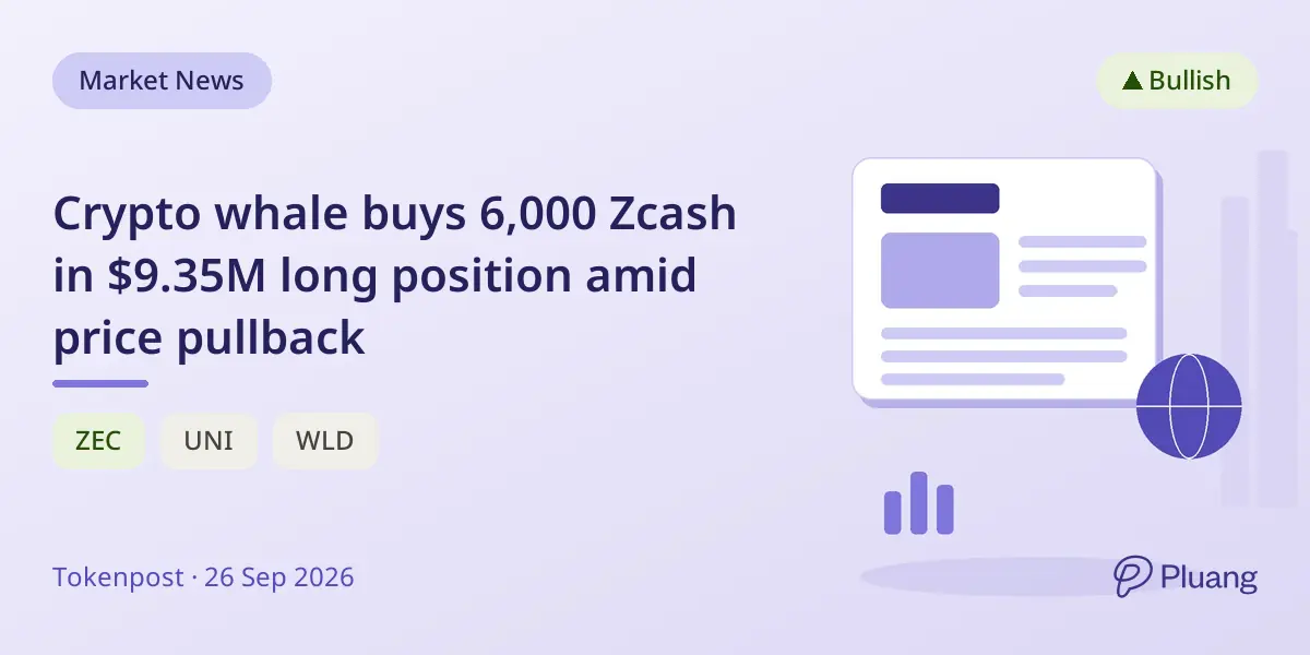 Crypto whale buys 6,000 Zcash in $9.35M long position amid price pullback