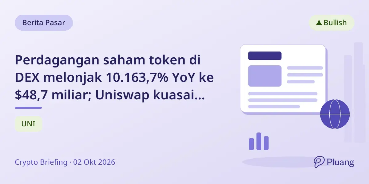 Perdagangan saham token di DEX melonjak 10.163,7% YoY ke $48,7 miliar; Uniswap kuasai $17,1 miliar.