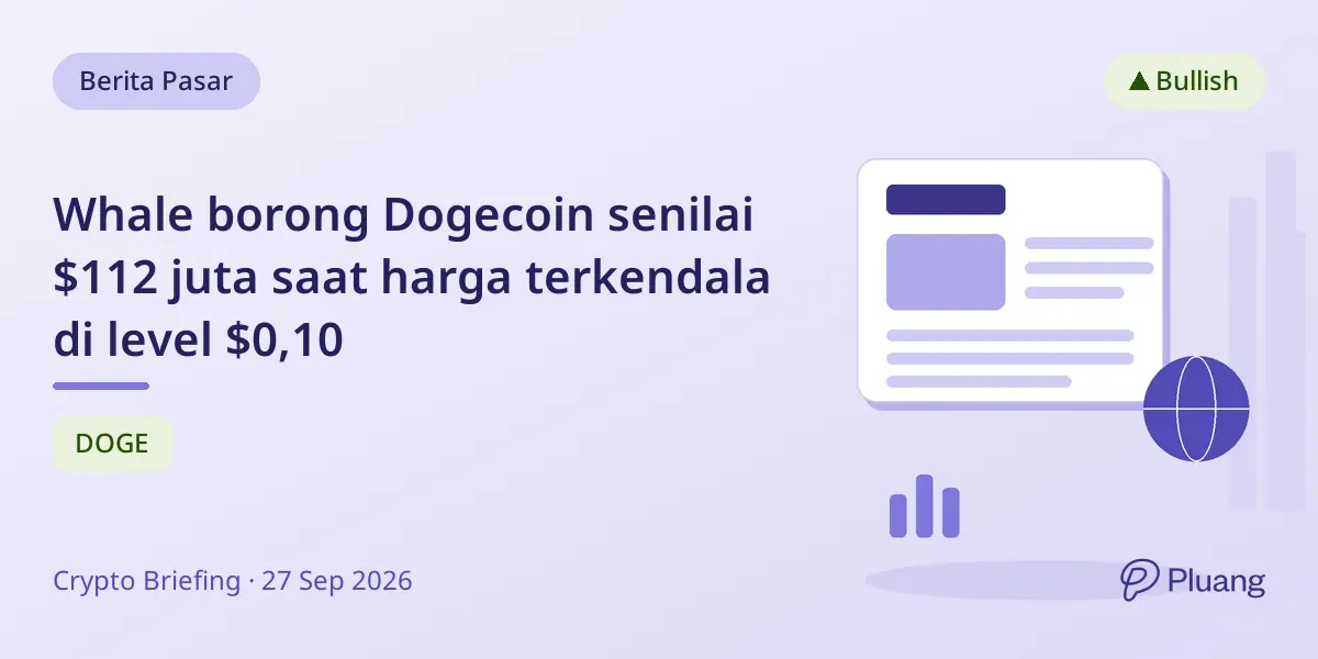 Whale borong Dogecoin senilai $112 juta saat harga terkendala di level $0,10