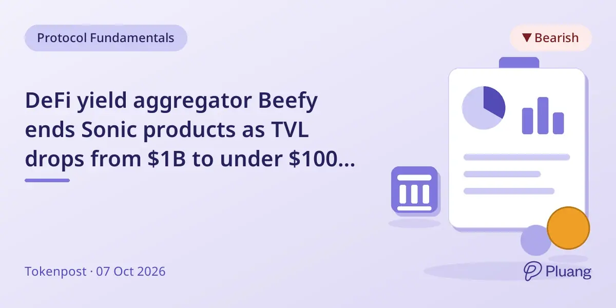 DeFi yield aggregator Beefy ends Sonic products as TVL drops from $1B to under $100M in 2025