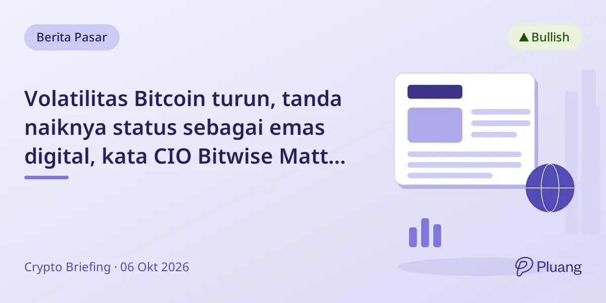 Volatilitas Bitcoin turun, tanda naiknya status sebagai emas digital, kata CIO Bitwise Matt Hougan.