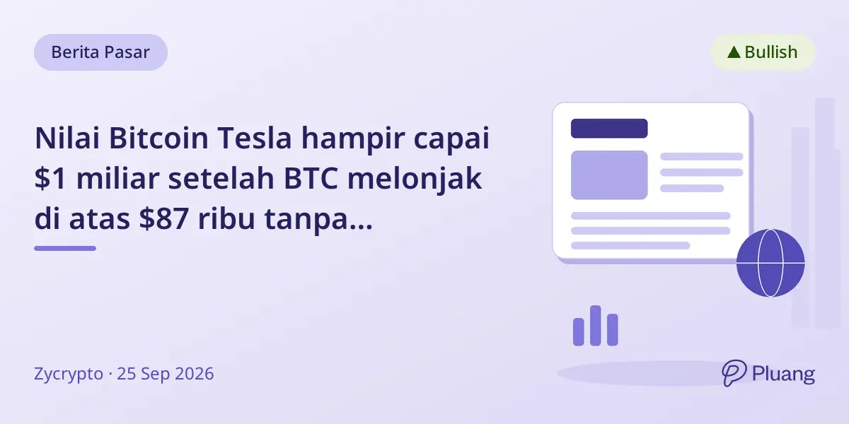 Nilai Bitcoin Tesla hampir capai $1 miliar setelah BTC melonjak di atas $87 ribu tanpa pembelian baru.