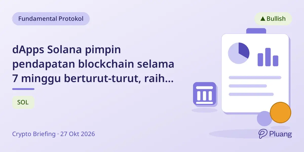 dApps Solana pimpin pendapatan blockchain selama 7 minggu berturut-turut, raih hampir $34 juta minggu lalu.