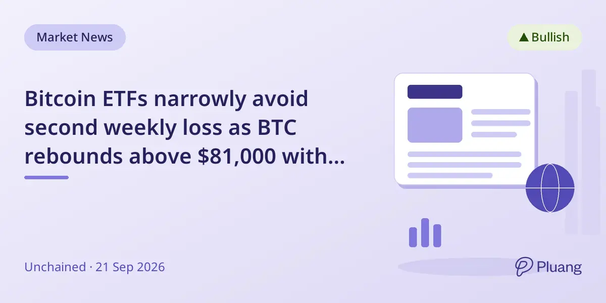 Bitcoin ETFs narrowly avoid second weekly loss as BTC rebounds above $81,000 with $433M inflow on Friday