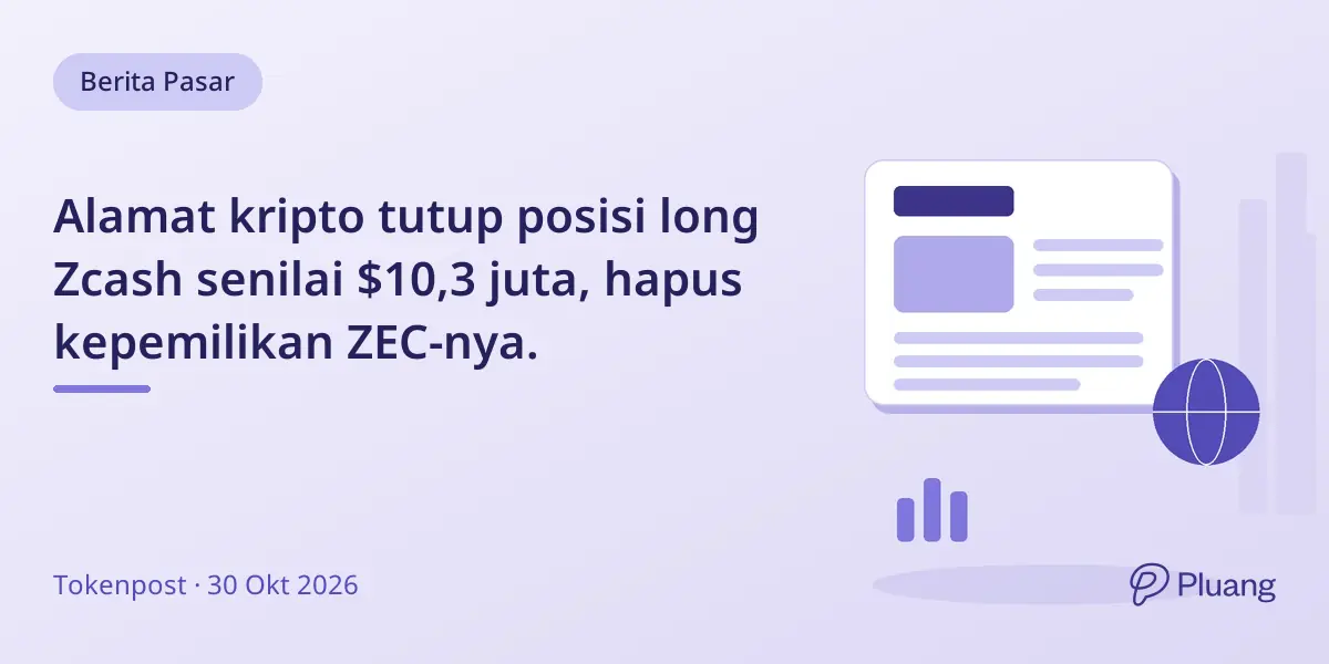 Alamat kripto tutup posisi long Zcash senilai $10,3 juta, hapus kepemilikan ZEC-nya.