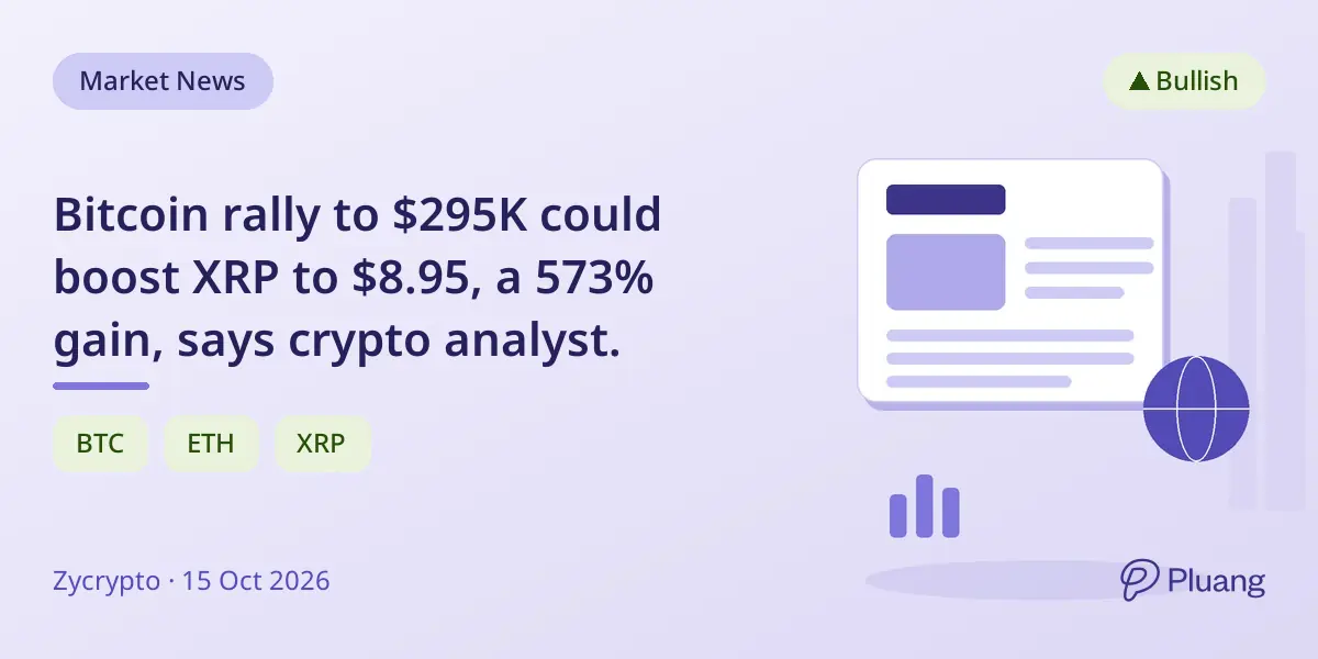 Bitcoin rally to $295K could boost XRP to $8.95, a 573% gain, says crypto analyst.