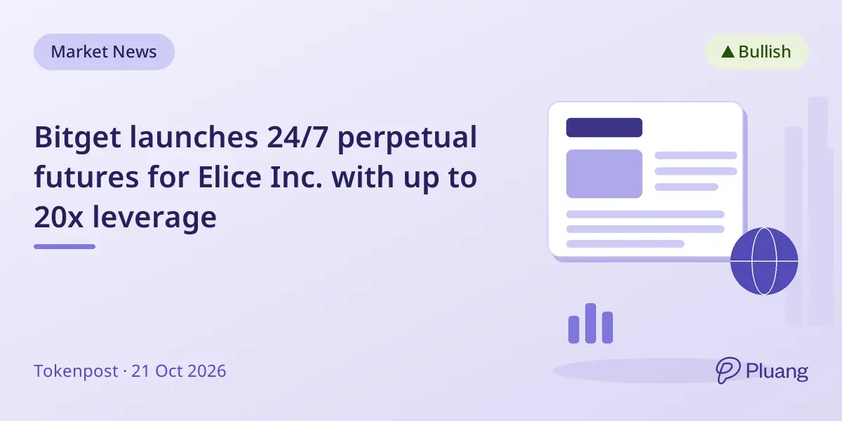 Bitget launches 24/7 perpetual futures for Elice Inc. with up to 20x leverage