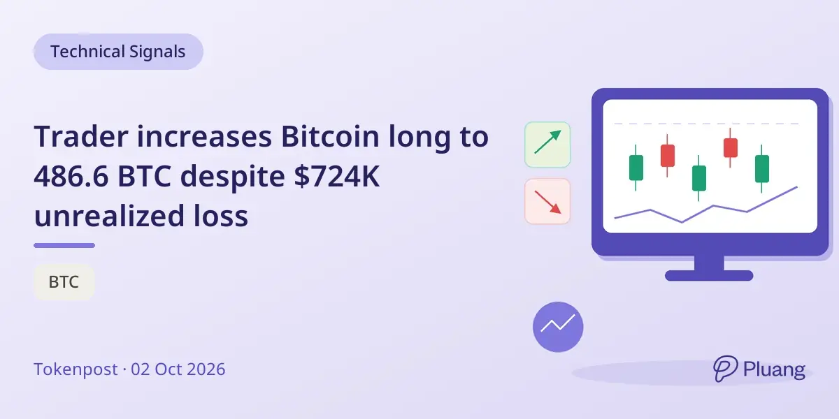 Trader increases Bitcoin long to 486.6 BTC despite $724K unrealized loss