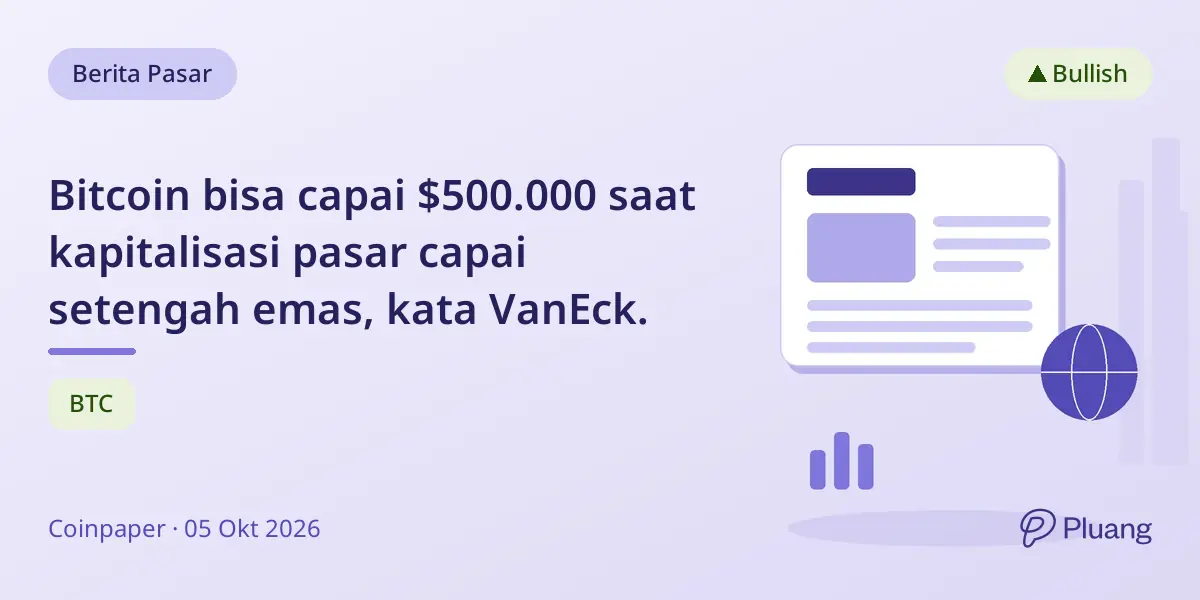 Bitcoin bisa capai $500.000 saat kapitalisasi pasar capai setengah emas, kata VanEck.
