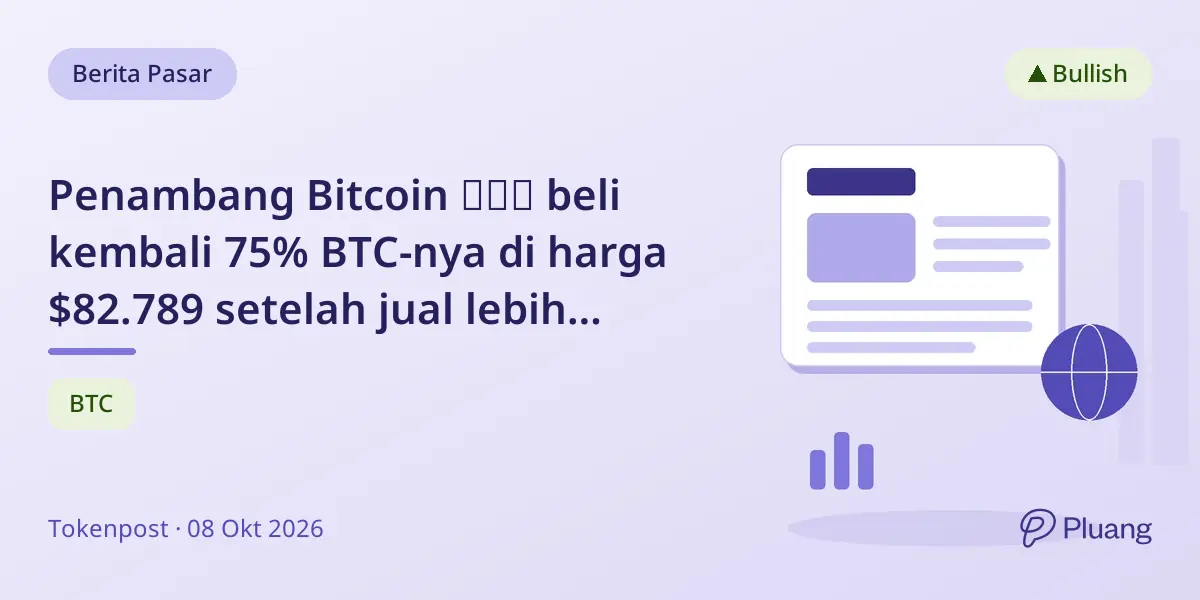 Penambang Bitcoin 장줘얼 beli kembali 75% BTC-nya di harga $82.789 setelah jual lebih tinggi.