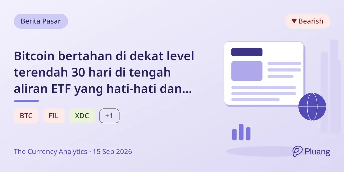 Bitcoin bertahan di dekat level terendah 30 hari di tengah aliran ETF yang hati-hati dan pergerakan pasar kripto campuran.