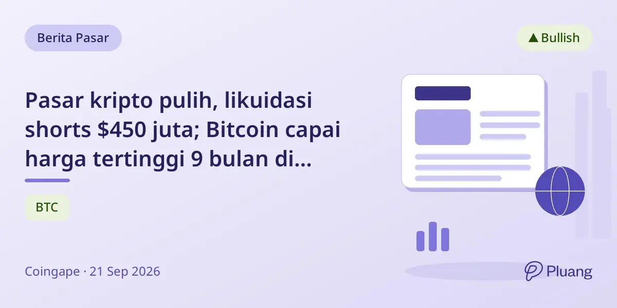 Pasar kripto pulih, likuidasi shorts $450 juta; Bitcoin capai harga tertinggi 9 bulan di $85.299