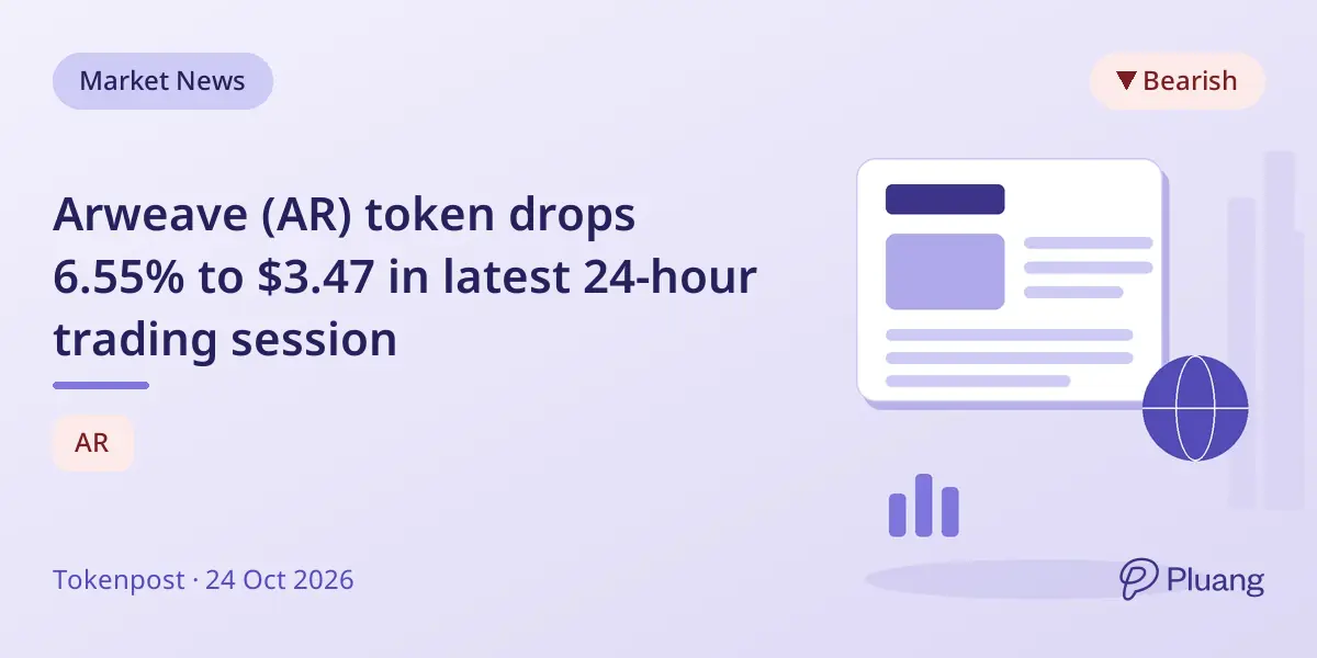Arweave (AR) token drops 6.55% to $3.47 in latest 24-hour trading session