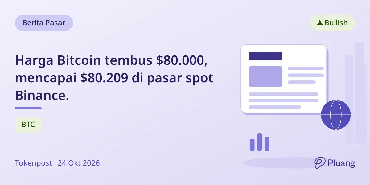 Harga Bitcoin tembus $80.000, mencapai $80.209 di pasar spot Binance.