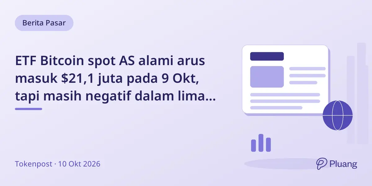ETF Bitcoin spot AS alami arus masuk $21,1 juta pada 9 Okt, tapi masih negatif dalam lima hari