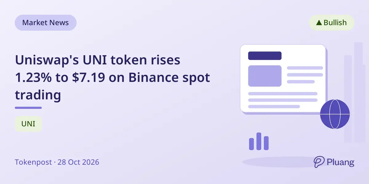 Uniswap's UNI token rises 1.23% to $7.19 on Binance spot trading