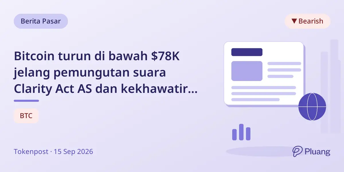 Bitcoin turun di bawah $78K jelang pemungutan suara Clarity Act AS dan kekhawatiran kenaikan suku bunga Fed