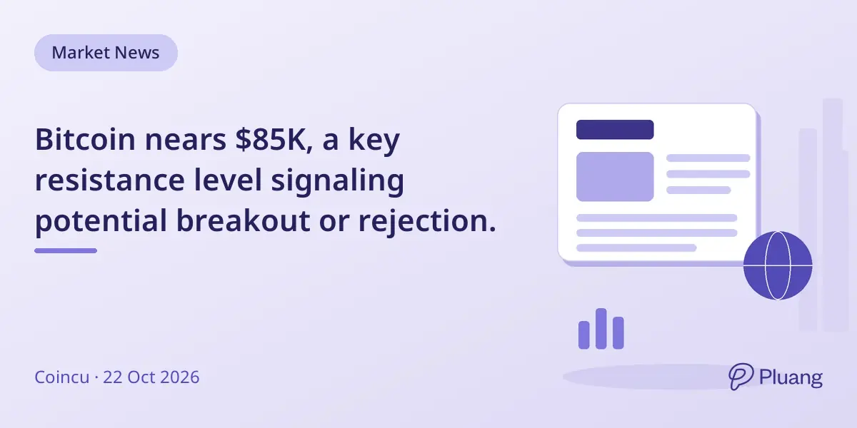 Bitcoin nears $85K, a key resistance level signaling potential breakout or rejection.