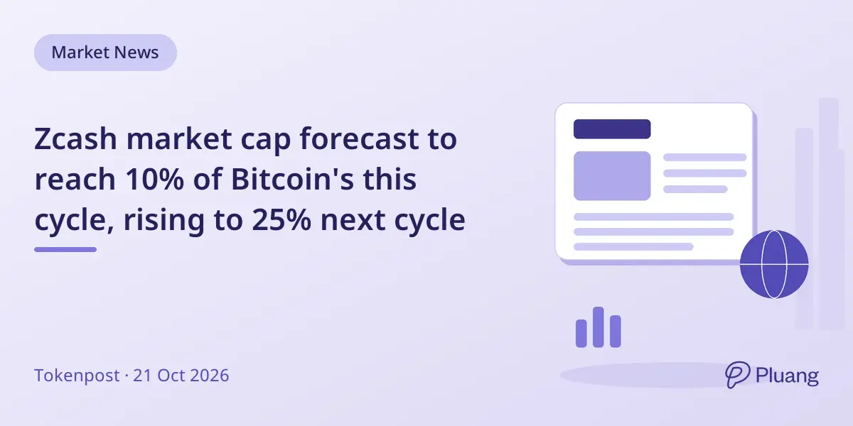 Zcash market cap forecast to reach 10% of Bitcoin's this cycle, rising to 25% next cycle