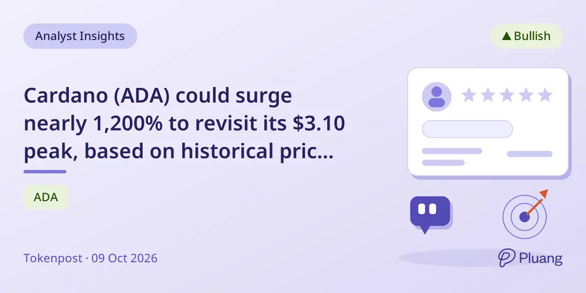 Cardano (ADA) could surge nearly 1,200% to revisit its $3.10 peak, based on historical price patterns.