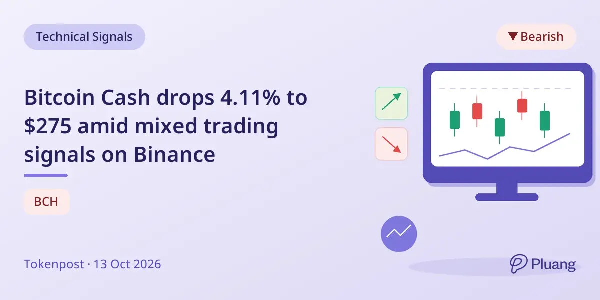Bitcoin Cash drops 4.11% to $275 amid mixed trading signals on Binance